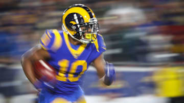 LOS ANGELES, CA - DECEMBER 16: Wide receiver Pharoh Cooper #10 of the Los Angeles Rams runs in the first quarter against the Philadelphia Eagles at Los Angeles Memorial Coliseum on December 16, 2018 in Los Angeles, California. (Photo by Sean M. Haffey/Getty Images)