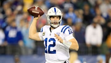 NASHVILLE, TN - DECEMBER 30: Andrew Luck #12 of the Indianapolis Colts throws the ball against the Tennessee Titans at Nissan Stadium on December 30, 2018 in Nashville, Tennessee. (Photo by Andy Lyons/Getty Images)