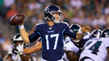 PHILADELPHIA, PA - AUGUST 08: Ryan Tannehill #17 of the Tennessee Titans throws a pass against the Philadelphia Eagles in the second quarter of the preseason game at Lincoln Financial Field on August 8, 2019 in Philadelphia, Pennsylvania. (Photo by Mitchell Leff/Getty Images)