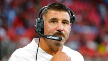 ATLANTA, GA - SEPTEMBER 29: Head coach Mike Vrabel of the Tennessee Titans looks on prior to an NFL game against the Atlanta Falcons at Mercedes-Benz Stadium on September 29, 2019 in Atlanta, Georgia. (Photo by Todd Kirkland/Getty Images)