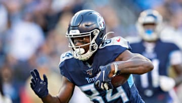 NASHVILLE, TN - NOVEMBER 24: Corey Davis #84 of the Tennessee Titans runs the ball during the first half of a game against the Jacksonville Jaguars at Nissan Stadium on November 24, 2019 in Nashville, Tennessee. The Titans defeated the Jaguars 42-20. (Photo by Wesley Hitt/Getty Images)