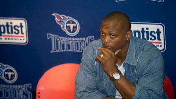 NASHVILLE, TN - JULY 6: Former Tennessee Titan Eddie George attends a press conference in reaction to the death of former Titan star quarterback Steve McNair July 6, 2009 in Nashville, Tennessee. McNair was found shot to death in a Nashville condominium on July 4th, his girlfreinds' body was also found at the scene. (Photo by Rusty Russell/Getty Images)