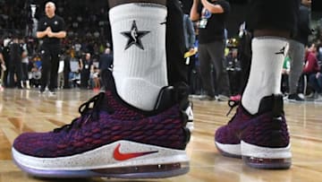 LOS ANGELES, CA - FEBRUARY 17: Basketball sneakers worn by LeBron James