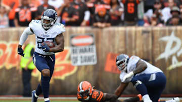 CLEVELAND, OH - SEPTEMBER 08: Derrick Henry #22 of the Tennessee Titans takes off on a 75-yard touchdown reception in the third quarter against the Cleveland Browns at FirstEnergy Stadium on September 08, 2019 in Cleveland, Ohio . (Photo by Jamie Sabau/Getty Images)