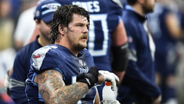 Taylor Lewan #77, Tennessee Titans (Photo by Stacy Revere/Getty Images)