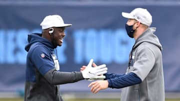 Tennessee Titans wide receiver A.J. Brown (11) and quarterback Ryan Tannehill (17) slap hands before the game against the Detroit Lions at Nissan Stadium Sunday, Dec. 20, 2020 in Nashville, Tenn.Gw57876