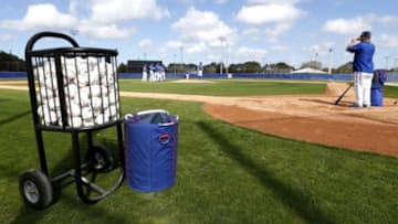 Feb 23, 2016; Dunedin, FL, USA; Toronto Blue Jays pitchers field ground balls during practice at the Bobby Mattick Training Center. Mandatory Credit: Butch Dill-USA TODAY Sports