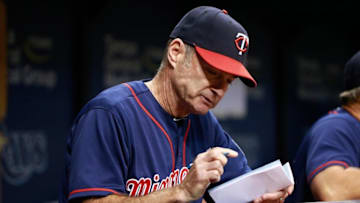 Aug 25, 2015; St. Petersburg, FL, USA; Minnesota Twins manager Paul Molitor (4) looks at his lineup card at Tropicana Field. Mandatory Credit: Kim Klement-USA TODAY Sports