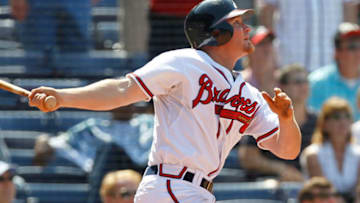 Atlanta Braves Brooks Conrad hits that magical grand slam. (Photo by Kevin C. Cox/Getty Images)