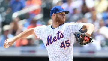 NEW YORK, NEW YORK - JUNE 06: Zack Wheeler #45 of the New York Mets pitches during the fourth inning of the game against the San Francisco Giants at Citi Field on June 06, 2019 in the Queens borough of New York City. (Photo by Sarah Stier/Getty Images)