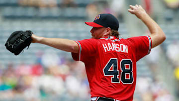 ATLANTA, GA - JULY 31: Tommy Hanson #48 of the Atlanta Braves against the Florida Marlins at Turner Field on July 31, 2011 in Atlanta, Georgia. (Photo by Kevin C. Cox/Getty Images)