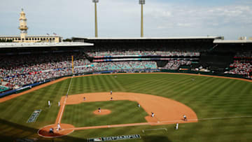 SYDNEY, AUSTRALIA - MARCH 23: A general view of play during the MLB match between the Los Angeles Dodgers and the Arizona Diamondbacks at Sydney Cricket Ground on March 23, 2014 in Sydney, Australia. (Photo by Matt King/Getty Images)