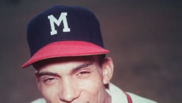American baseball player Bill Bruton (1925 - 1995) poses for a portrait in the uniform of the Milwaukee Braves, early 1950s. (Photo by Hulton Archive/Getty Images)