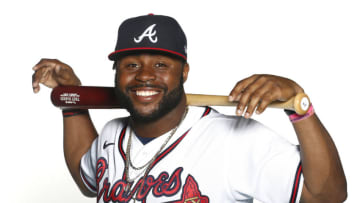 VENICE, FLORIDA - FEBRUARY 20: Trey Harris #84 of the Atlanta Braves poses for a photo during Photo Day at CoolToday Park on February 20, 2020 in Venice, Florida. (Photo by Michael Reaves/Getty Images)