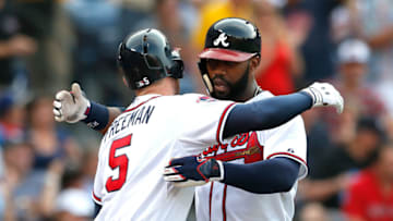 Atlanta Braves Freddie Freeman and former teammate Jason Heyward.