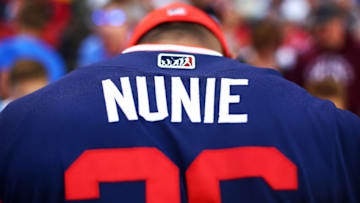 BOSTON, MA - AUGUST 25: Eduardo Nunez #36 of the Boston Red Sox signs autographs before a game against the Baltimore Orioles at Fenway Park on August 25, 2017 in Boston, Massachusetts. (Photo by Adam Glanzman/Getty Images)
