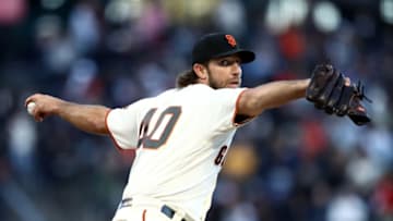SAN FRANCISCO, CALIFORNIA - JUNE 25: Madison Bumgarner #40 of the San Francisco Giants pitches against the Colorado Rockies in the third inning at Oracle Park on June 25, 2019 in San Francisco, California. (Photo by Ezra Shaw/Getty Images)