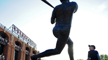 Atlanta Braves legend Hank Aaron is easily the best outfielder in franchise history, and one of baseball’s greatest all-time players. (Photo by Scott Cunningham/Getty Images)
