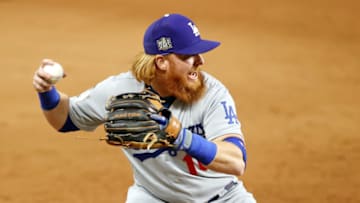 Third baseman Justin Turner is still a free agent. Could the Atlanta Braves go after him? Mandatory Credit: Tim Heitman-USA TODAY Sports