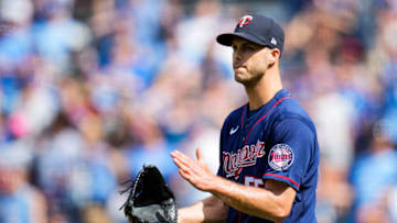 Minnesota Twins relief pitcher Taylor Rogers (55) likely will not be a trade target for the Atlanta Braves. Mandatory Credit: Jay Biggerstaff-USA TODAY Sports