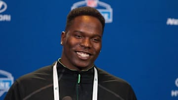 Feb 27, 2016; Indianapolis, IN, USA; Louisiana Tech defensive lineman Vernon Butler speaks to the media during the 2016 NFL Scouting Combine at Lucas Oil Stadium. Mandatory Credit: Trevor Ruszkowski-USA TODAY Sports