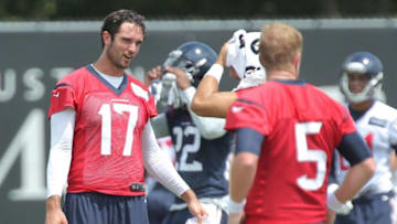 Jun 14, 2016; Houston, TX, USA; Houston Texans quarterback Brock Osweiler (17) during minicamp at Methodist Training Center. Mandatory Credit: Erik Williams-USA TODAY Sports