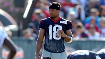 Aug 1, 2016; Houston, TX, USA; Houston Texans wide receiver Cecil Shorts (18) takes a break during team stretches during Houston Texans training camp at Methodist Training Center. Mandatory Credit: Erik Williams-USA TODAY Sports
