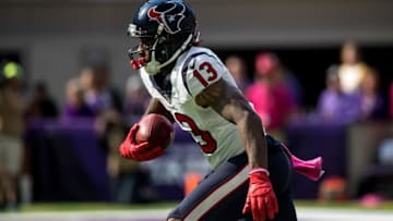 Oct 9, 2016; Minneapolis, MN, USA; Houston Texans wide receiver Braxton Miller (13) against the Minnesota Vikings at U.S. Bank Stadium. The Vikings defeated the Texans 31-13. Mandatory Credit: Brace Hemmelgarn-USA TODAY Sports