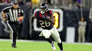 Oct 16, 2016; Houston, TX, USA; Houston Texans running back Lamar Miller (26) against the Indianapolis Colts during the fourth quarter at NRG Stadium. Mandatory Credit: Erik Williams-USA TODAY Sports