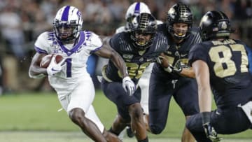 WEST LAFAYETTE, IN - SEPTEMBER 14: Jalen Reagor #1 of the TCU Horned Frogs runs the ball during the game against the Purdue Boilermakers at Ross-Ade Stadium on September 14, 2019 in West Lafayette, Indiana. (Photo by Michael Hickey/Getty Images)