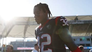 CARSON, CALIFORNIA - SEPTEMBER 22: Cornerback Lonnie Johnson #32 of the Houston Texans leaves the field after defeating the Los Angeles Chargers at Dignity Health Sports Park on September 22, 2019 in Carson, California. (Photo by Meg Oliphant/Getty Images)