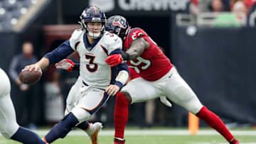HOUSTON, TX - DECEMBER 08: Whitney Mercilus #59 of the Houston Texans sacks Drew Lock #3 of the Denver Broncos in the third quarter at NRG Stadium on December 8, 2019 in Houston, Texas. (Photo by Tim Warner/Getty Images)
