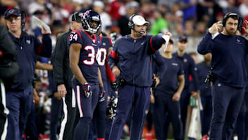 HOUSTON, TEXAS - JANUARY 04: Head coach Bill O'Brien of the Houston Texans reacts against the Buffalo Bills during the third quarter of the AFC Wild Card Playoff game at NRG Stadium on January 04, 2020 in Houston, Texas. (Photo by Christian Petersen/Getty Images)