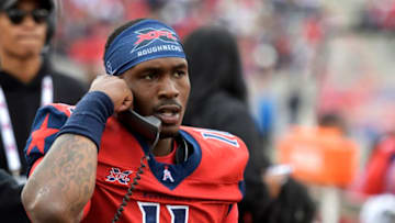 HOUSTON, TX - MARCH 7: P.J. Walker #11 of the Houston Roughnecks talks on the sideline phone during the XFL game against the Seattle Dragons at TDECU Stadium on March 7, 2020 in Houston, Texas. (Photo by Thomas Campbell/XFL via Getty Images)