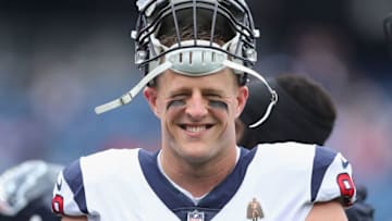 FOXBOROUGH, MA - SEPTEMBER 09: J.J. Watt #99 of the Houston Texans looks on before the game against the New England Patriots at Gillette Stadium on September 9, 2018 in Foxborough, Massachusetts. (Photo by Maddie Meyer/Getty Images)