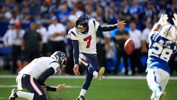 INDIANAPOLIS, IN - SEPTEMBER 30: Ka'imi Fairbairn #7 of the Houston Texans kicks a field goal during the game against the Indianapolis Colts at Lucas Oil Stadium on September 30, 2018 in Indianapolis, Indiana. (Photo by Andy Lyons/Getty Images)
