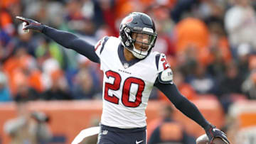 DENVER, CO - NOVEMBER 04: Justin Reid #20 of the Houston Texans celebrates a interception against the Denver Broncos at Broncos Stadium at Mile High on November 4, 2018 in Denver, Colorado. (Photo by Matthew Stockman/Getty Images)