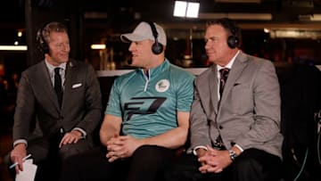 HOUSTON, TEXAS - JANUARY 17: J.J. Watt of the Houston Texans joins FOX PBA announcers Rob Stone and Randy Pedersen from some play by play during the 2019 State Farm Chris Paul PBA Celebrity Invitational on January 17, 2019 in Houston, Texas. (Photo by Bob Levey/Getty Images for PBA)