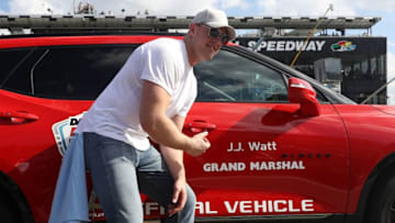 DAYTONA BEACH, FL - FEBRUARY 17: Grand Marshal,l NFL playe,r JJ Watt poses during the Monster Energy NASCAR Cup Series 61st Annual Daytona 500 at Daytona International Speedway on February 17, 2019 in Daytona Beach, Florida. (Photo by Chris Graythen/Getty Images)