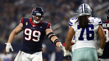 ARLINGTON, TEXAS - AUGUST 24: J.J. Watt #99 of the Houston Texans during a NFL preseason game at AT&T Stadium on August 24, 2019 in Arlington, Texas. (Photo by Ronald Martinez/Getty Images)