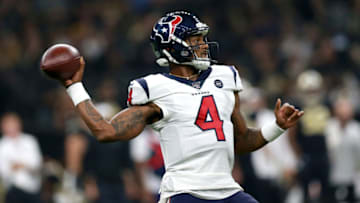 NEW ORLEANS, LOUISIANA - SEPTEMBER 09: Deshaun Watson #4 of the Houston Texans passes the ball during a NFL game against the New Orleans Saints at the Mercedes Benz Superdome on September 09, 2019 in New Orleans, Louisiana. (Photo by Sean Gardner/Getty Images)