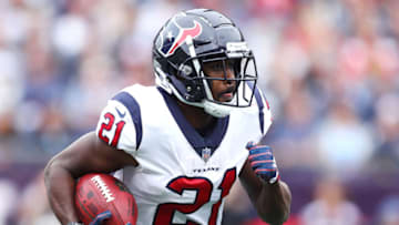 FOXBOROUGH, MA - SEPTEMBER 09: Tyler Ervin #21 of the Houston Texans runs with the ball during the game against the New England Patriots at Gillette Stadium on September 9, 2018 in Foxborough, Massachusetts. (Photo by Maddie Meyer/Getty Images)
