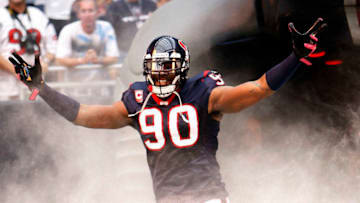 Mario Williams #90 of the Houston Texans - (Photo by Bob Levey/Getty Images)