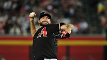 Jul 18, 2015; Phoenix, AZ, USA; Arizona Diamondbacks starting pitcher Josh Collmenter (55) throws in the sixth inning against the San Francisco Giants at Chase Field. Mandatory Credit: Matt Kartozian-USA TODAY Sports