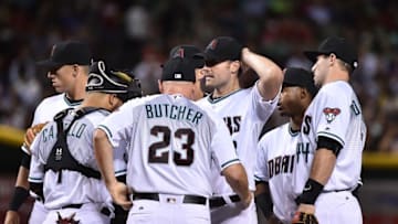 Robbie Ray (r) during a mound discussion. ( Joe Camporeale-USA TODAY Sports)