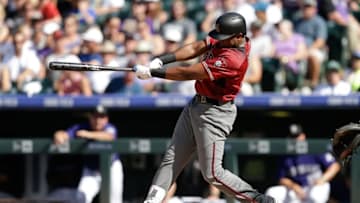 Sep 4, 2016; Denver, CO, USA; Arizona Diamondbacks center fielder Socrates Brito (30) bats in the fifth inning against the Colorado Rockies at Coors Field. The Diamondbacks defeated the Rockies 8-5. Mandatory Credit: Isaiah J. Downing-USA TODAY Sports