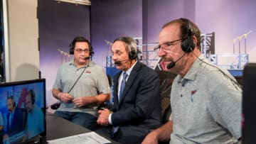 MLB Commissioner Rob Manfred with Steve Berthiaume and Bob Brenly (Photo by Sarah Sachs/Arizona Diamondbacks/Getty Images)