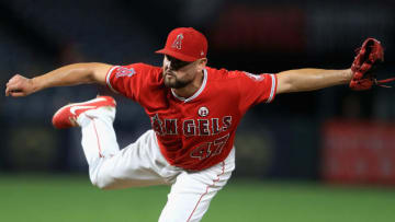 ANAHEIM, CA - SEPTEMBER 20: Ricky Nolasco #47 of the Los Angeles Angels of Anaheim pitches during the first inning of a game against the Cleveland Indians at Angel Stadium of Anaheim on September 20, 2017 in Anaheim, California. (Photo by Sean M. Haffey/Getty Images)