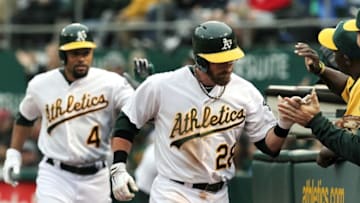 Coco Crisp and Eric Sogard's days with the Oakland Athletics are likely over due to their spring performance and the Athletics' corp of youthful talent performing so much better in Arizona. Mandatory Credit: Lance Iversen-USA TODAY Sports