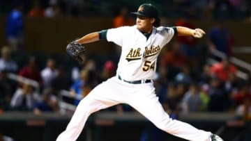 Nov 7, 2015; Phoenix, AZ, USA; Oakland Athletics pitcher Sean Manaea during the Arizona Fall League Fall Stars game at Salt River Fields. Mandatory Credit: Mark J. Rebilas-USA TODAY Sports